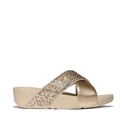 Fitflop Women's Lulu Crystal-Mix Cross Slides in Platino