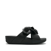 Fitflop Women's Lulu Flower Cross Slides in Black