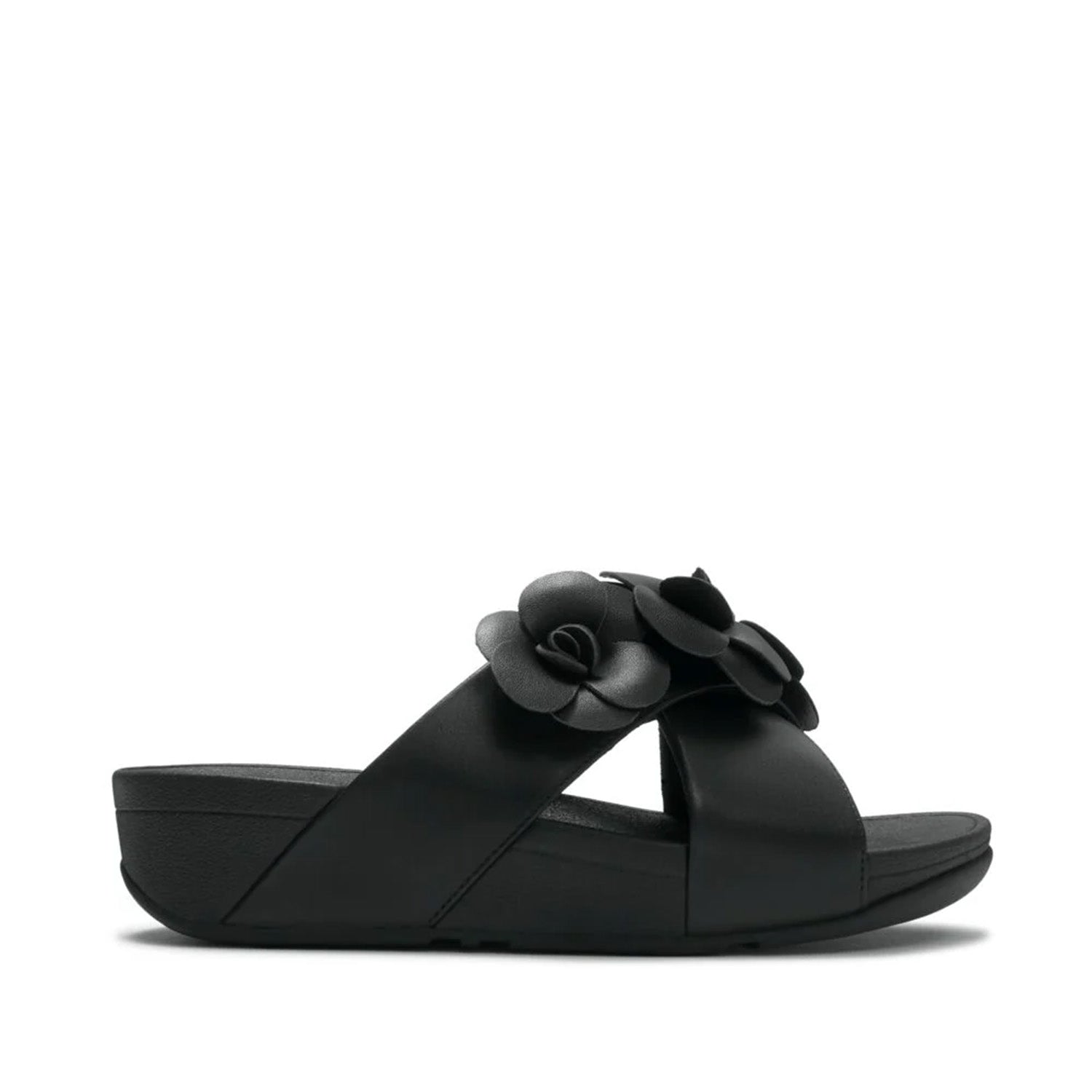 Fitflop Women's Lulu Flower Cross Slides in Black