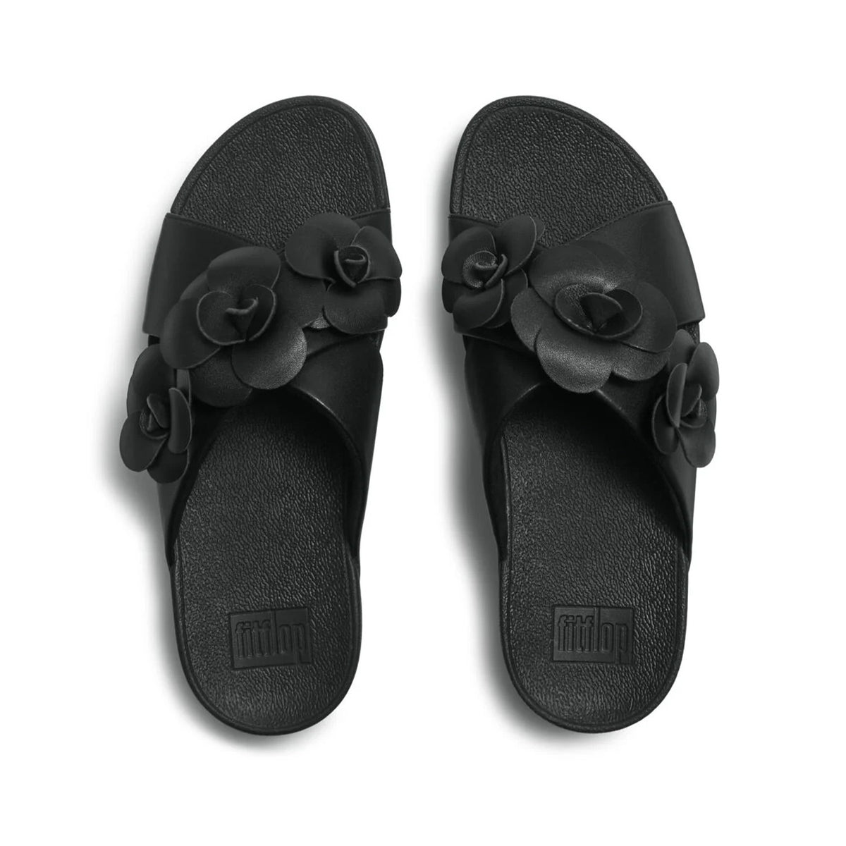 Fitflop Women's Lulu Flower Cross Slides in Black