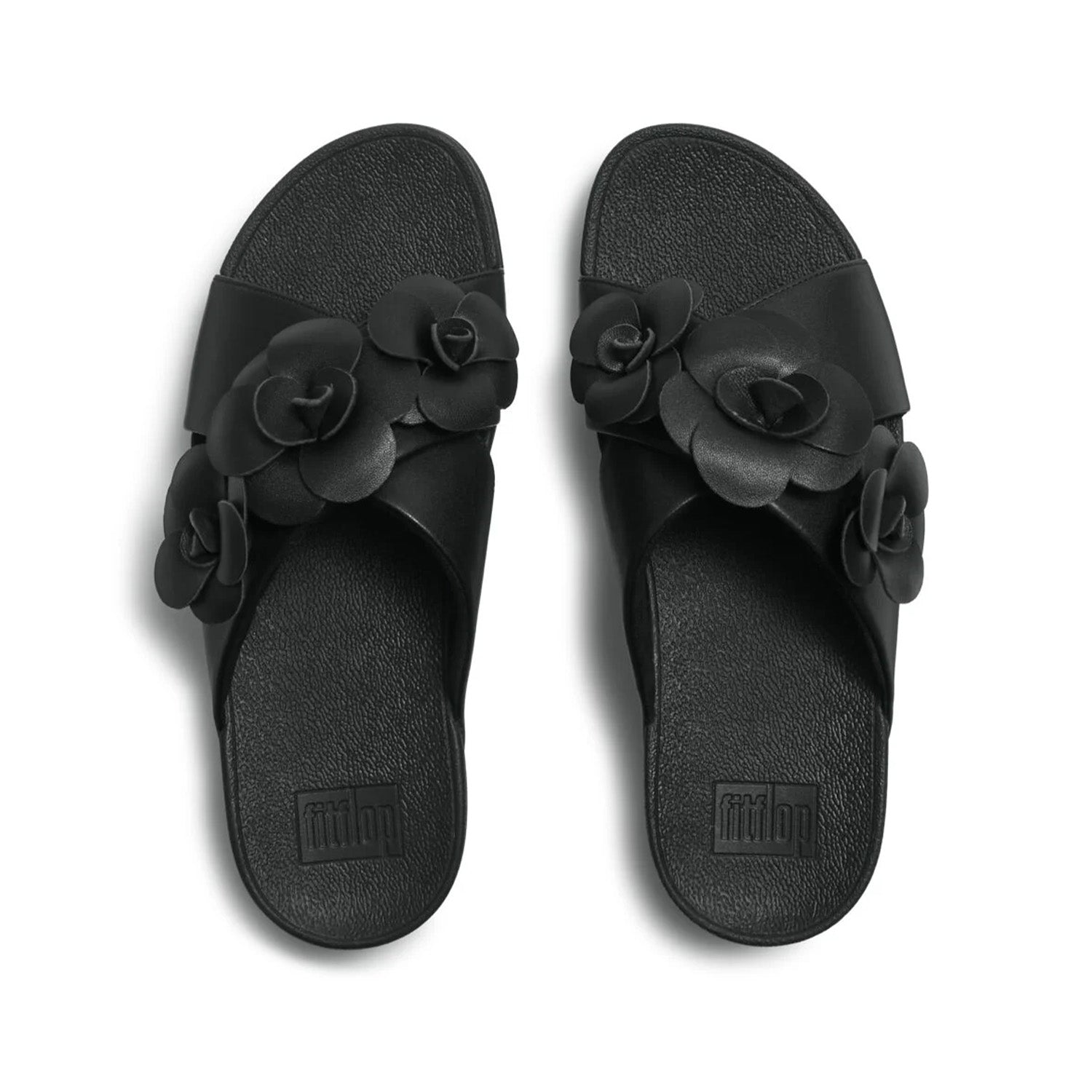 Fitflop Women's Lulu Flower Cross Slides in Black