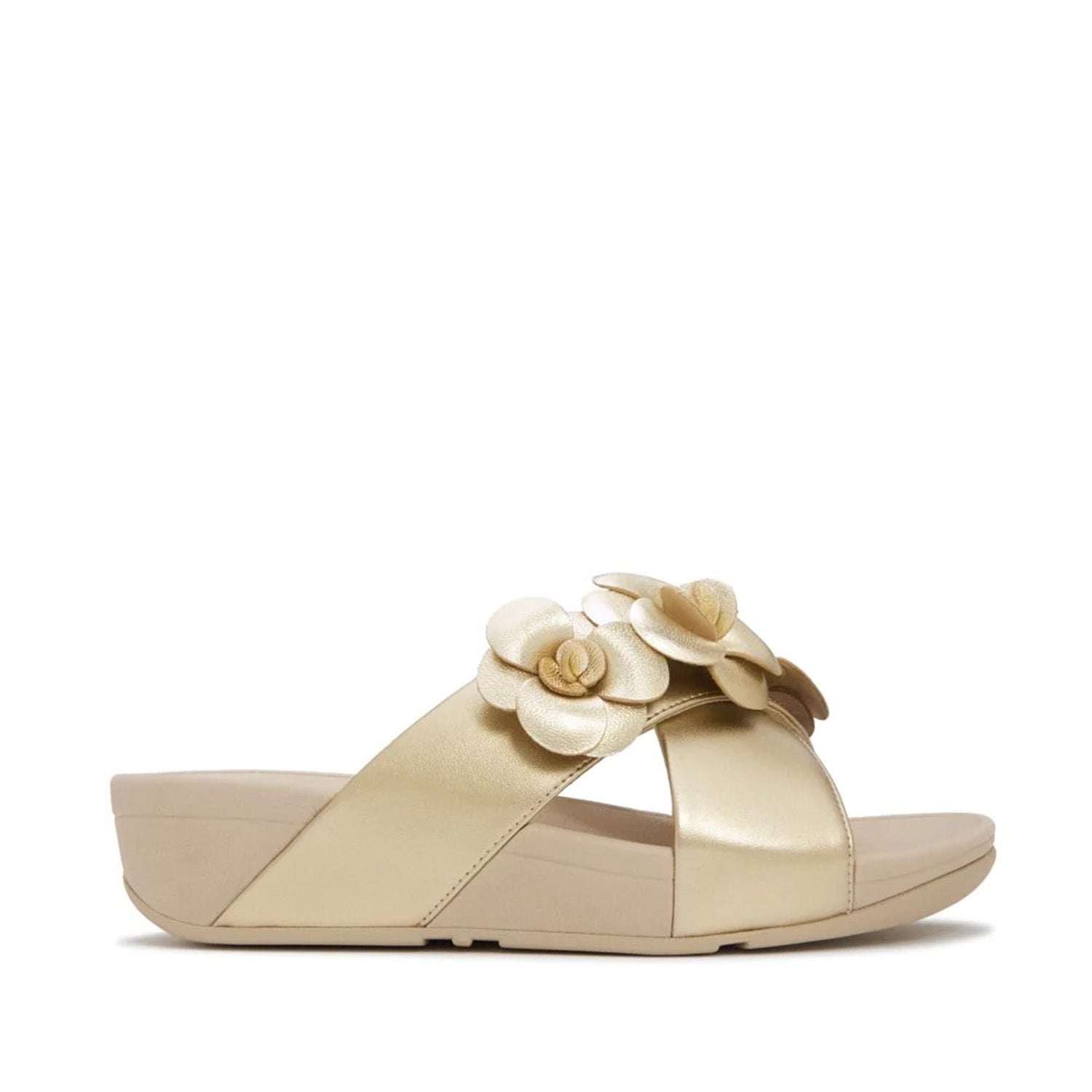 Fitflop Women's Lulu Flower Cross Slides in Platino