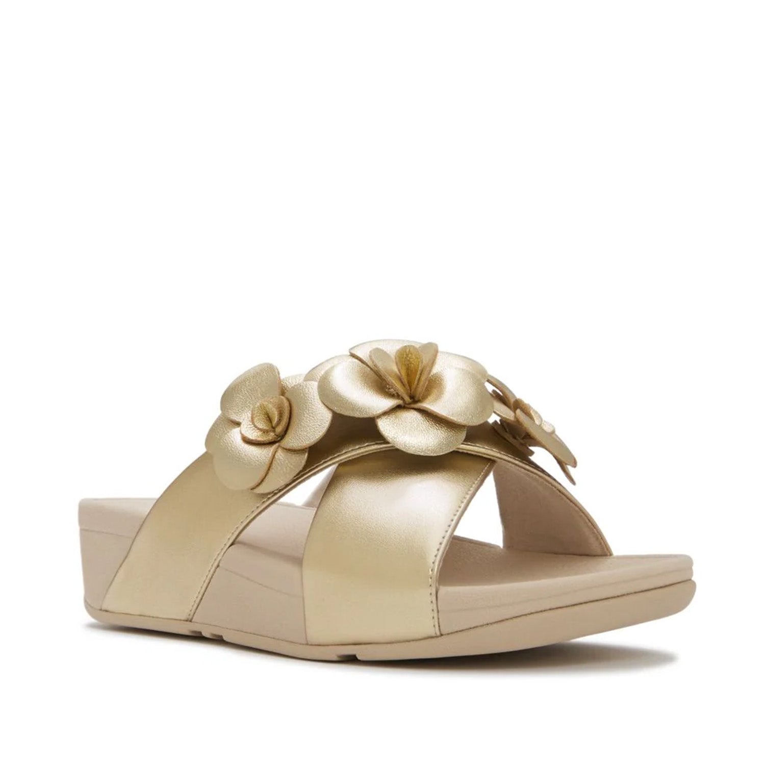 Fitflop Women's Lulu Flower Cross Slides in Platino