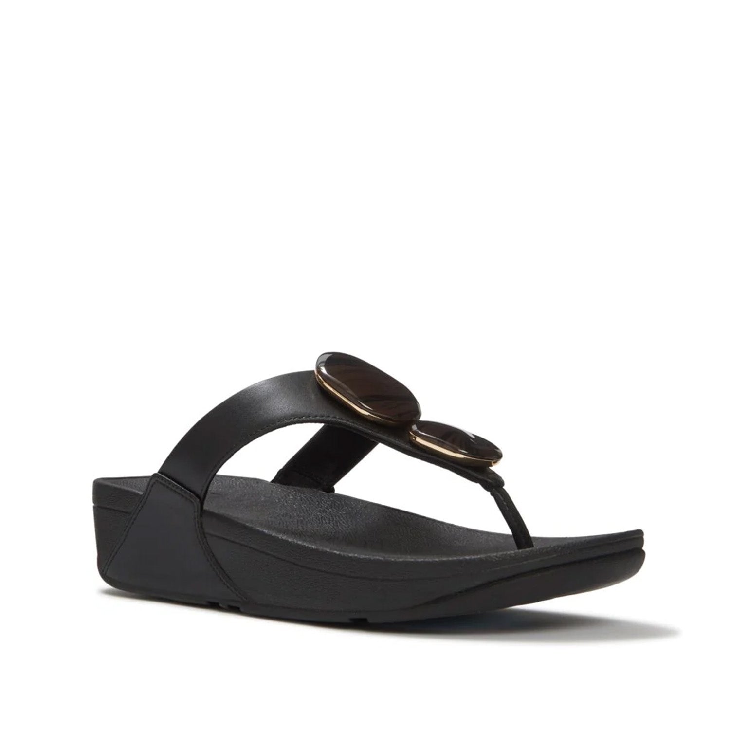 Fitflop Women's Lulu Marbled-Stone Toe Post in Black