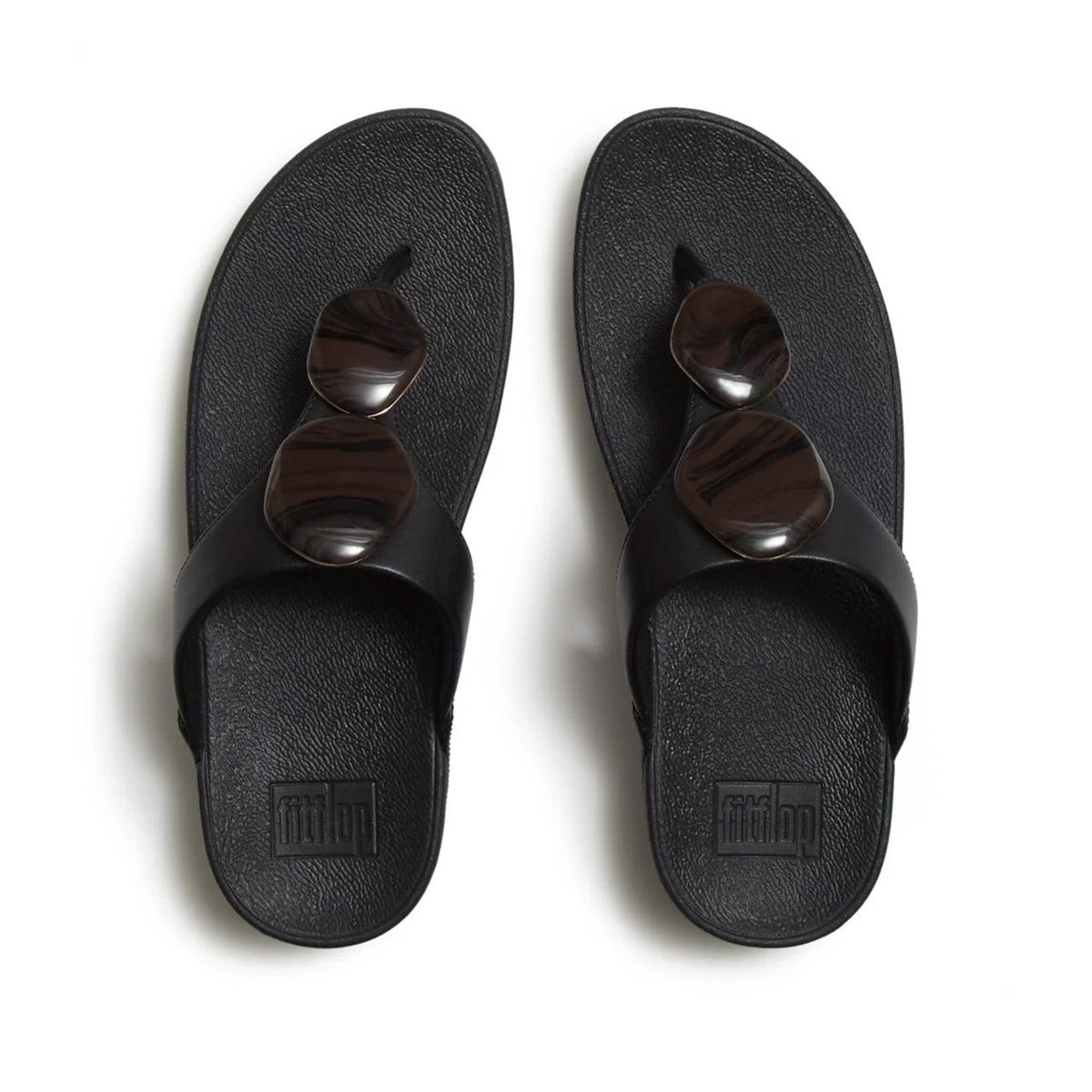 Fitflop Women's Lulu Marbled-Stone Toe Post in Black