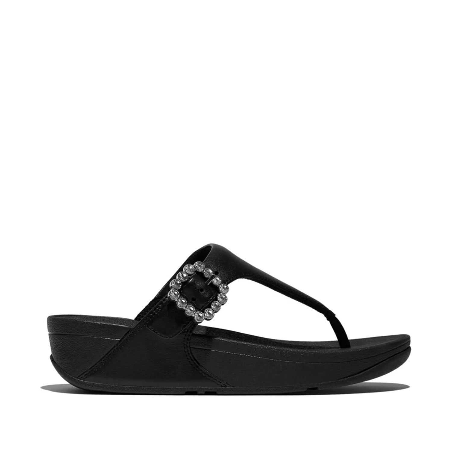 Fitflop Women's Lulu Crystal Buckle Toe-Post in All Black