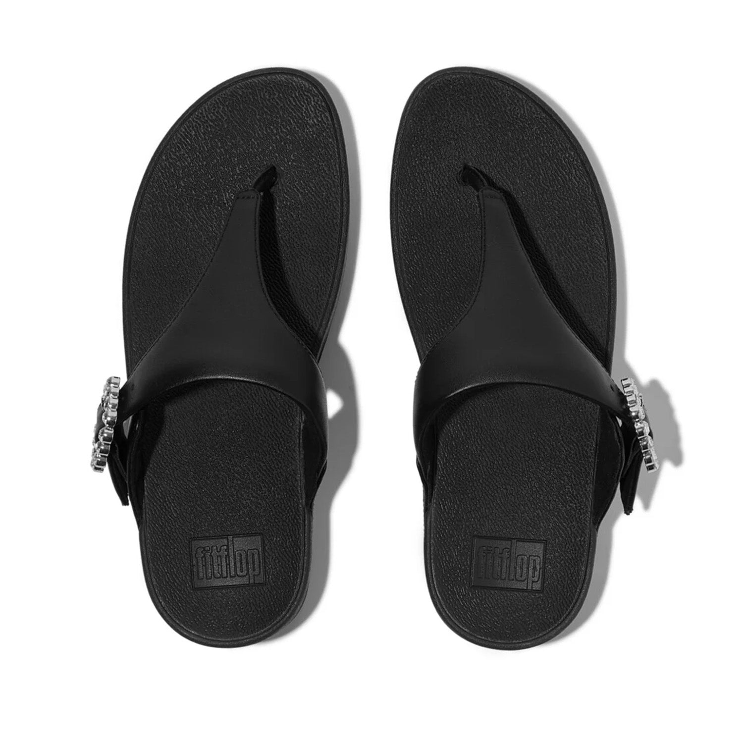 Fitflop Women's Lulu Crystal Buckle Toe-Post in All Black