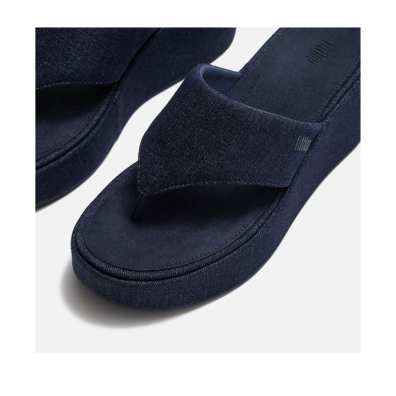 Fit Flop Women's Platfforms Denim Wedge Toe-post Sandals in Dark Denim