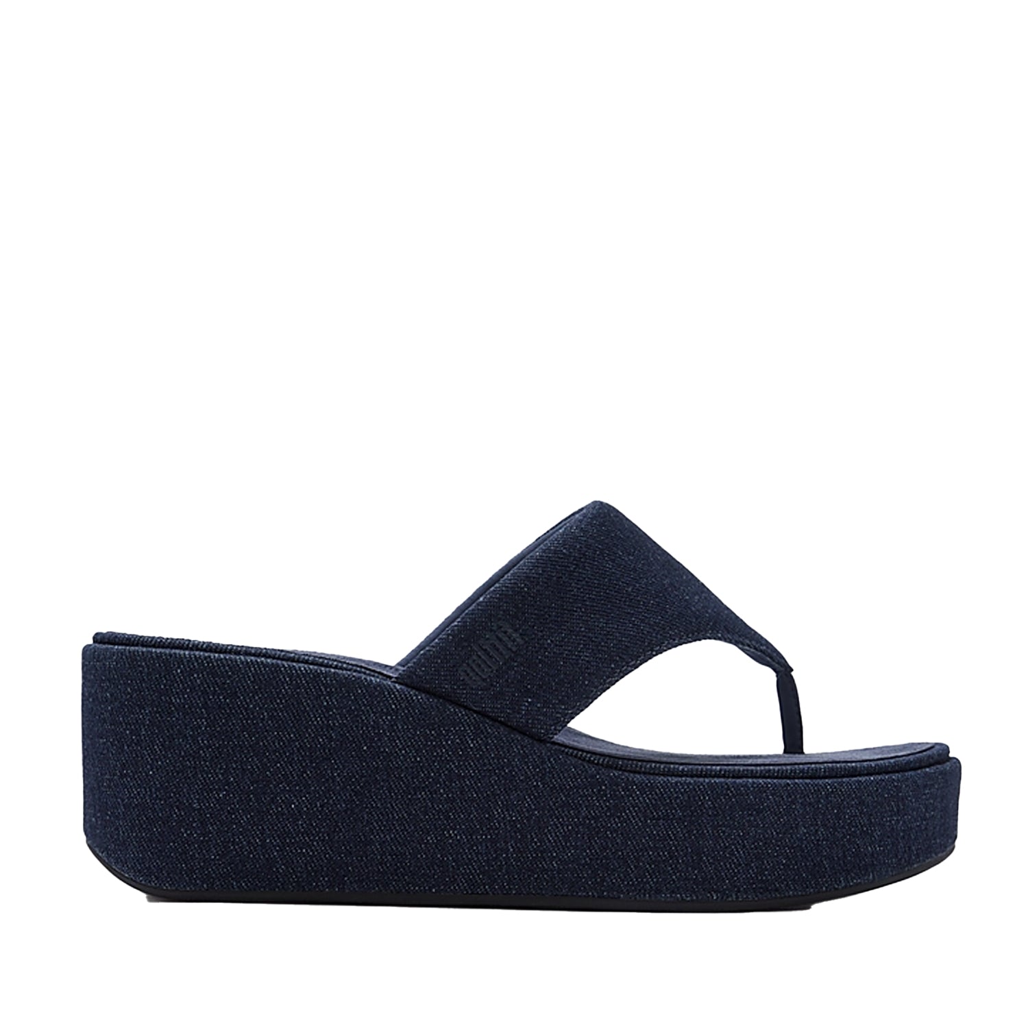 Fit Flop Women's Platfforms Denim Wedge Toe-post Sandals in Dark Denim