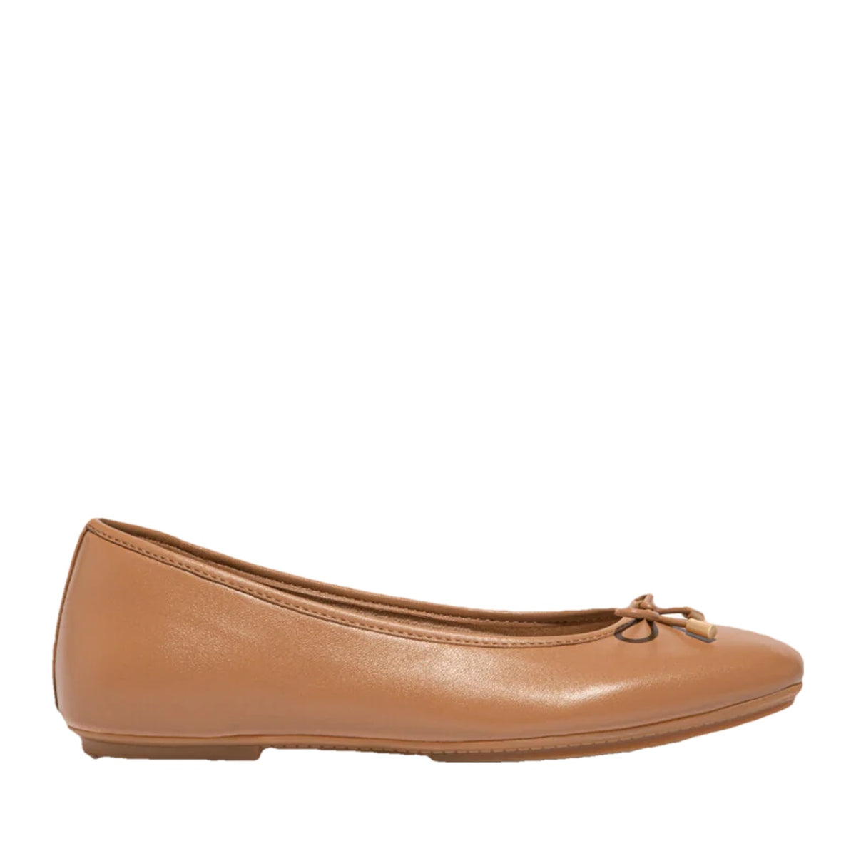FitFlop Women's Delicato Bow Soft Leather Ballet Flats in Cashew