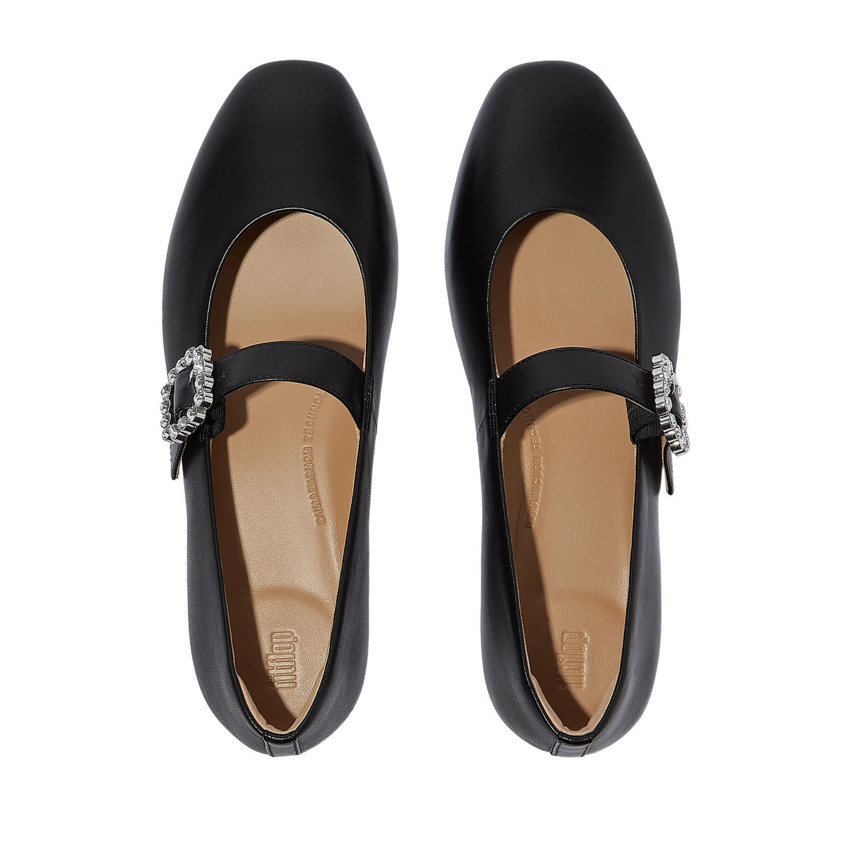 FitFlop Women's Delicato Crystal-Buckle Leather Mary Janes in Black