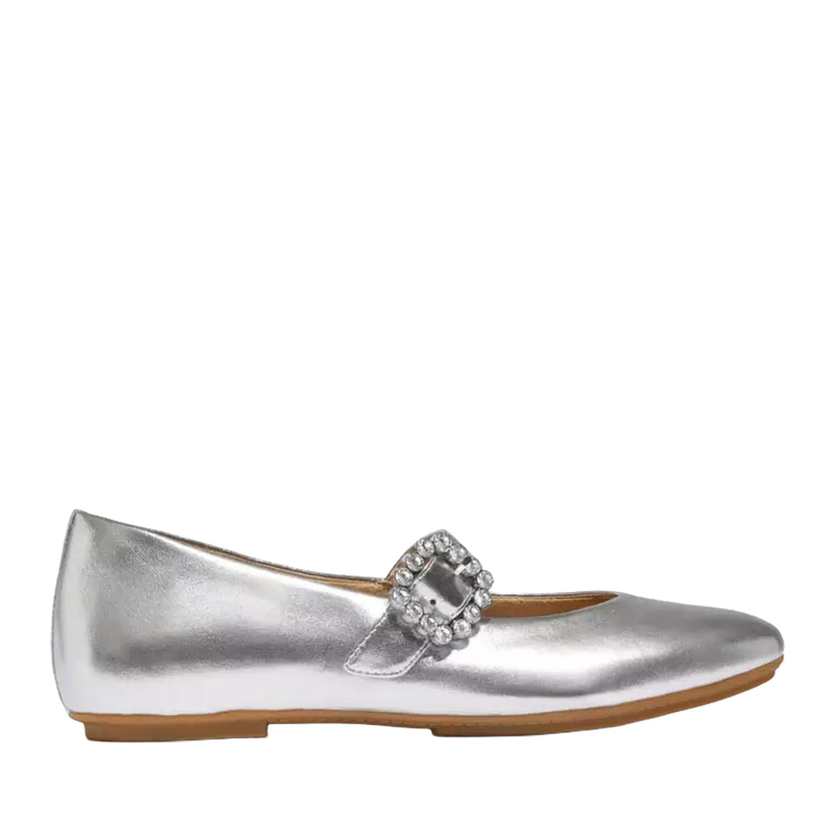 FitFlop Women's Delicato Crystal-Buckle Leather Mary Janes in Silver