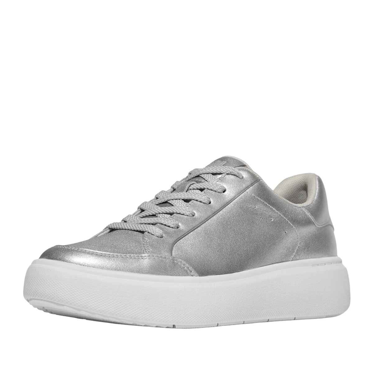 Fitflop Women's RTG Metallic-Leather Trainers in Silver