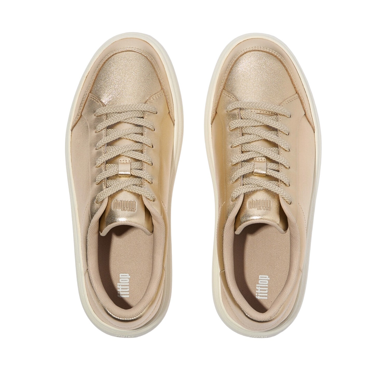 Fitflop Women's RTG Metallic-Leather Trainers in Platino