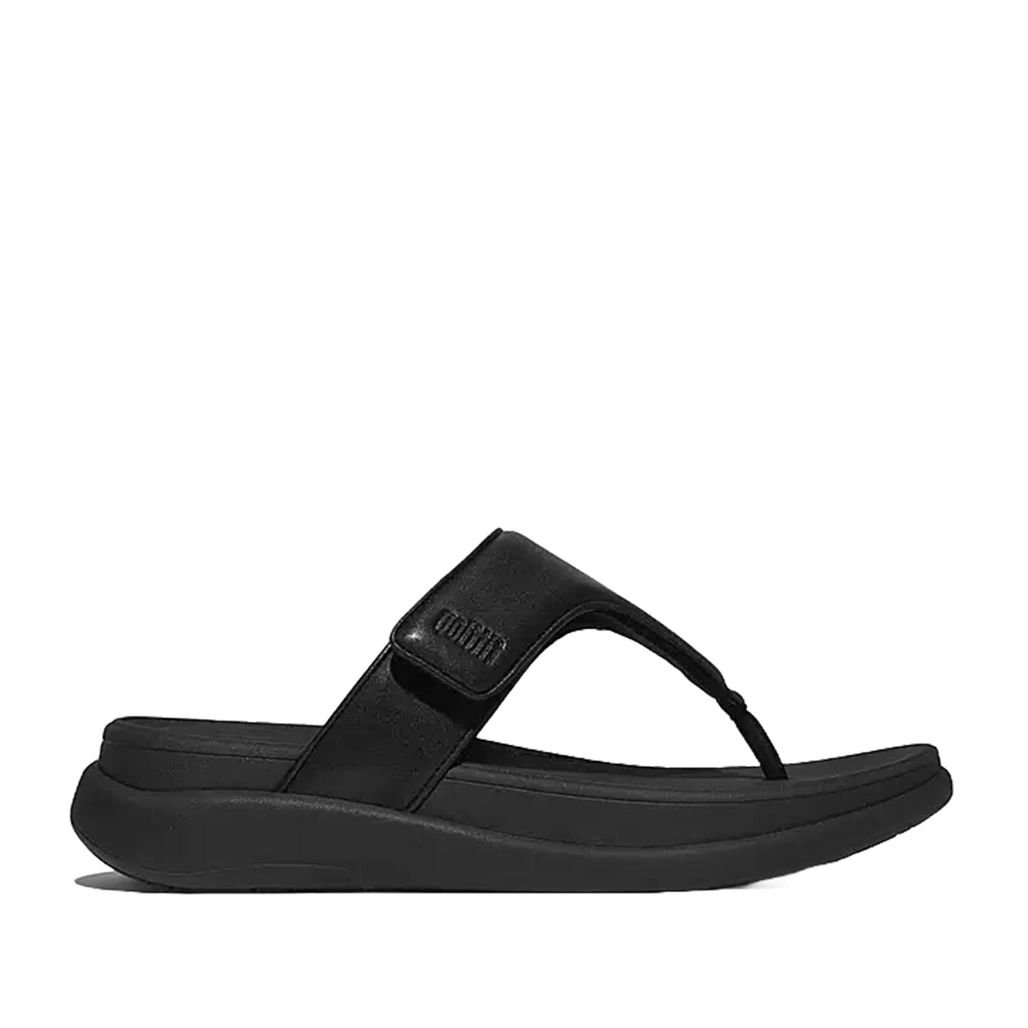 Fitflop Women's F-Mode Go Adjustable Toe Post Sandal in All Black