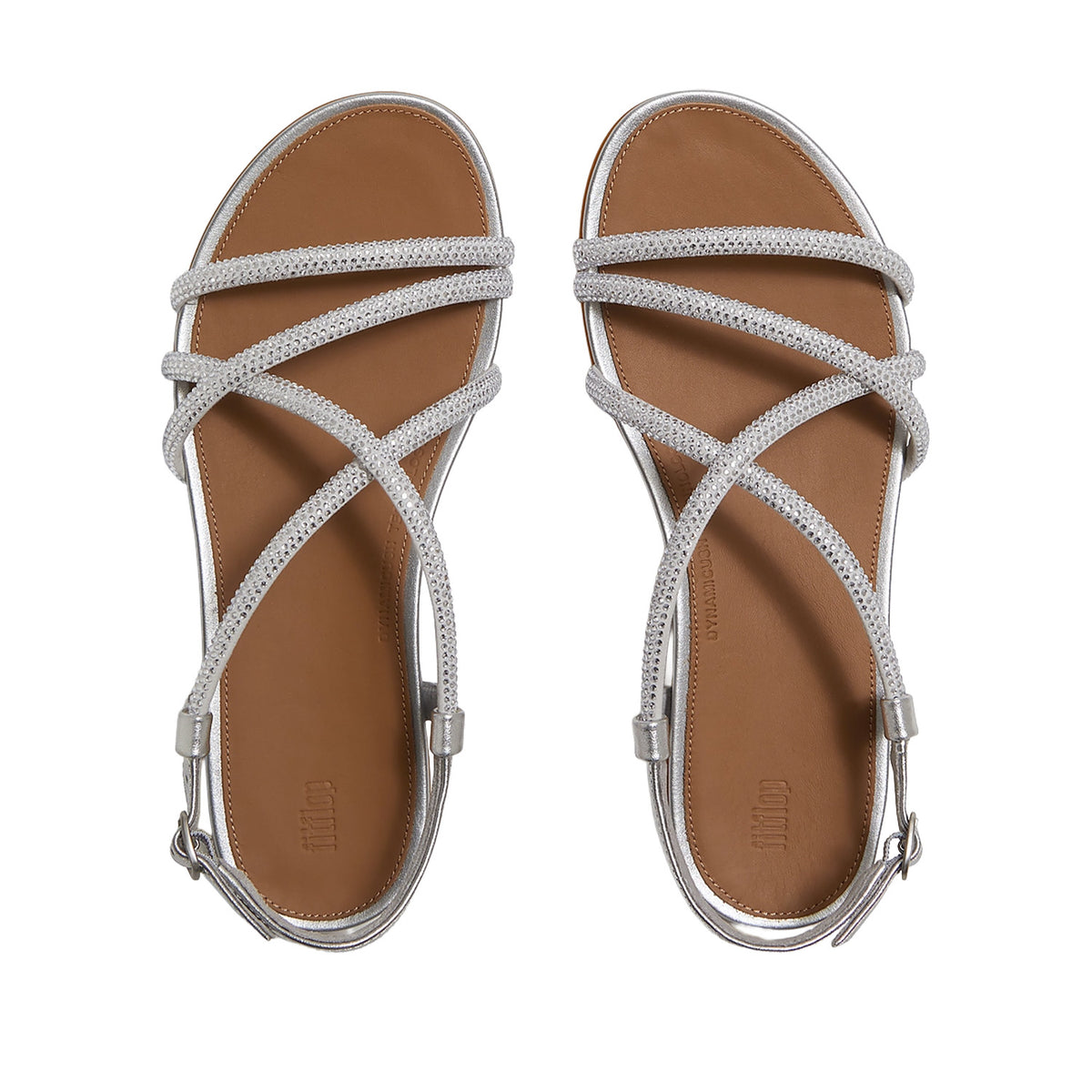 Fitflop Women's Gracie Crystal Strappy Back-Strap Sandal in Silver