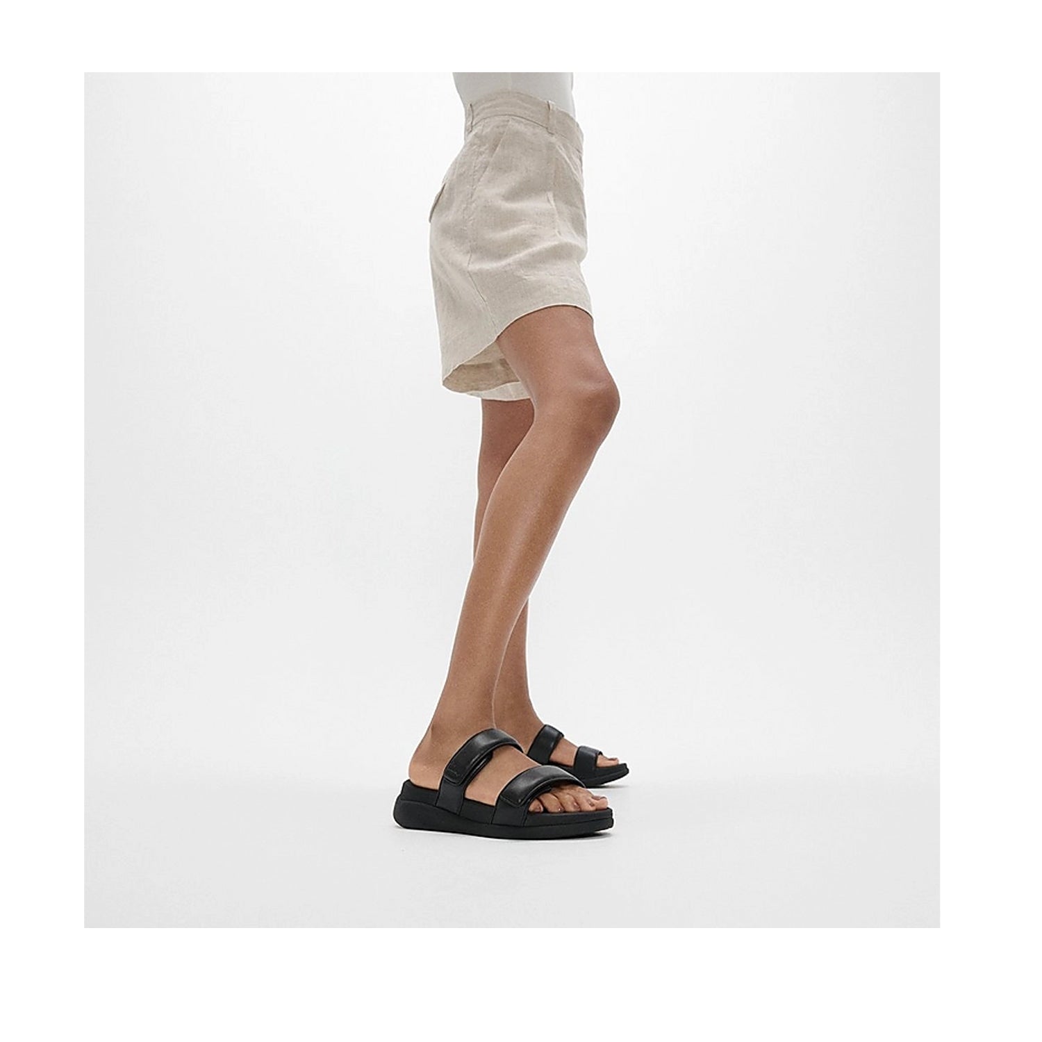 Fit Flop Women's F-mode Go Adjustable Two-bar Slides in All Black