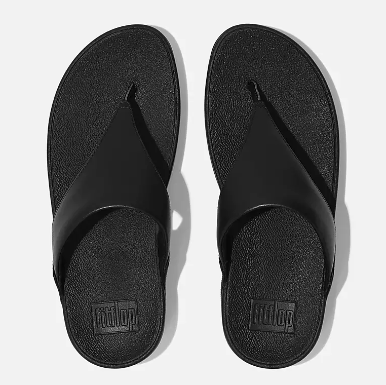 Fitflop Women's Lulu Leather Toe Post Sandal in Black
