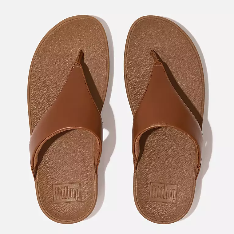 Fitflop Women's Lulu Leather Toe Post Sandal in Light Tan