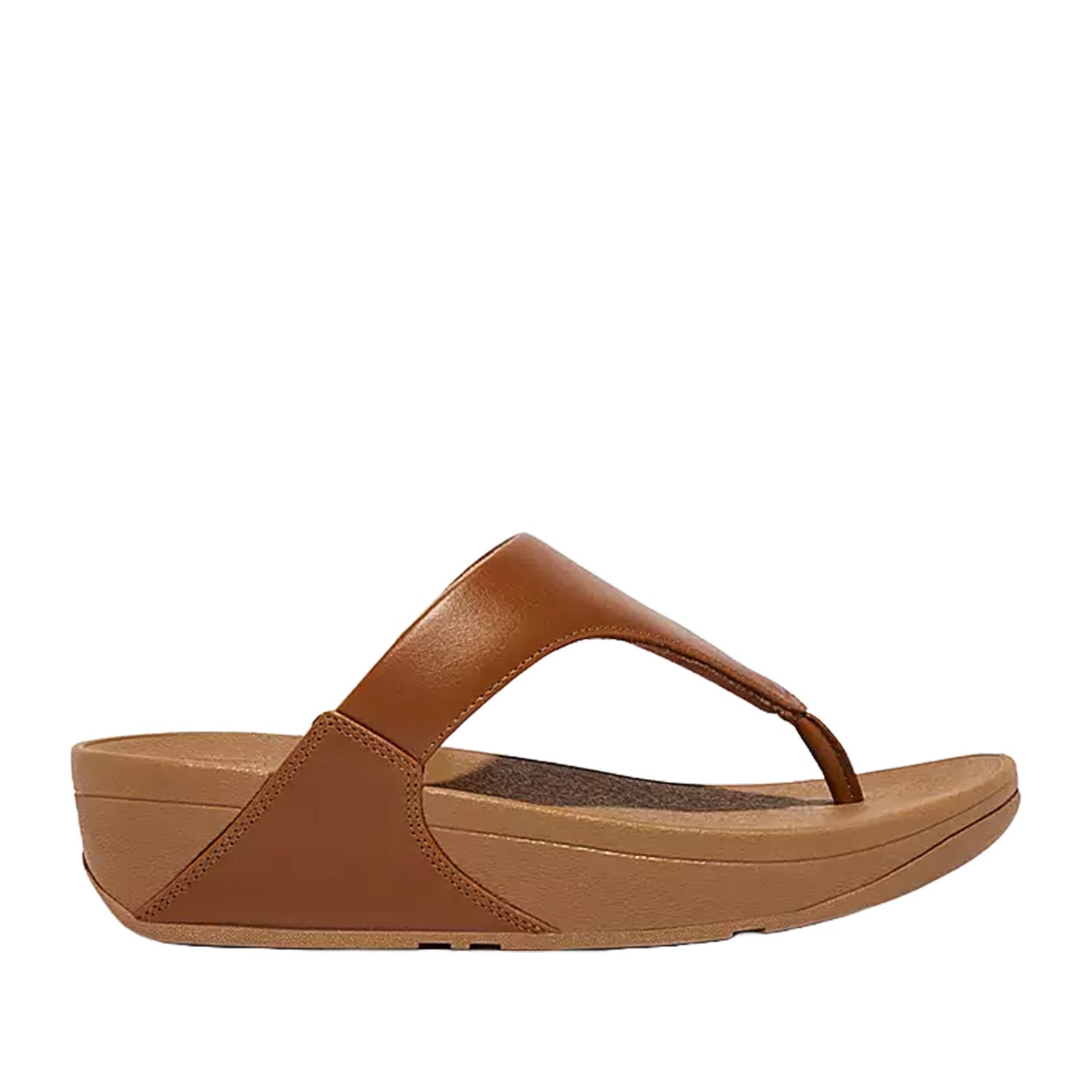 Tan brown platform toe-post flip flop sandal. 
