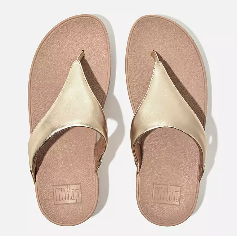 Fitflop Women's Lulu Leather Toe Post Sandal in Platino