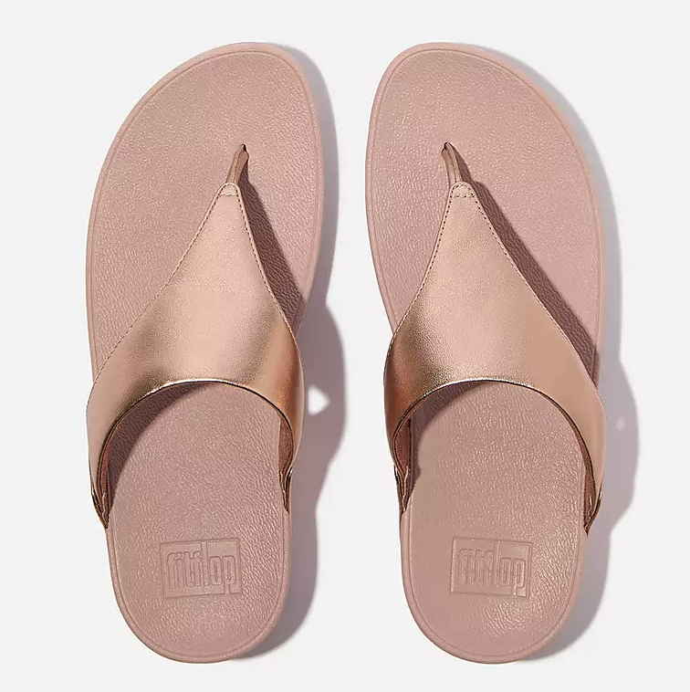 Fitflop Women's Lulu Leather Toe Post Sandal in Rose Gold