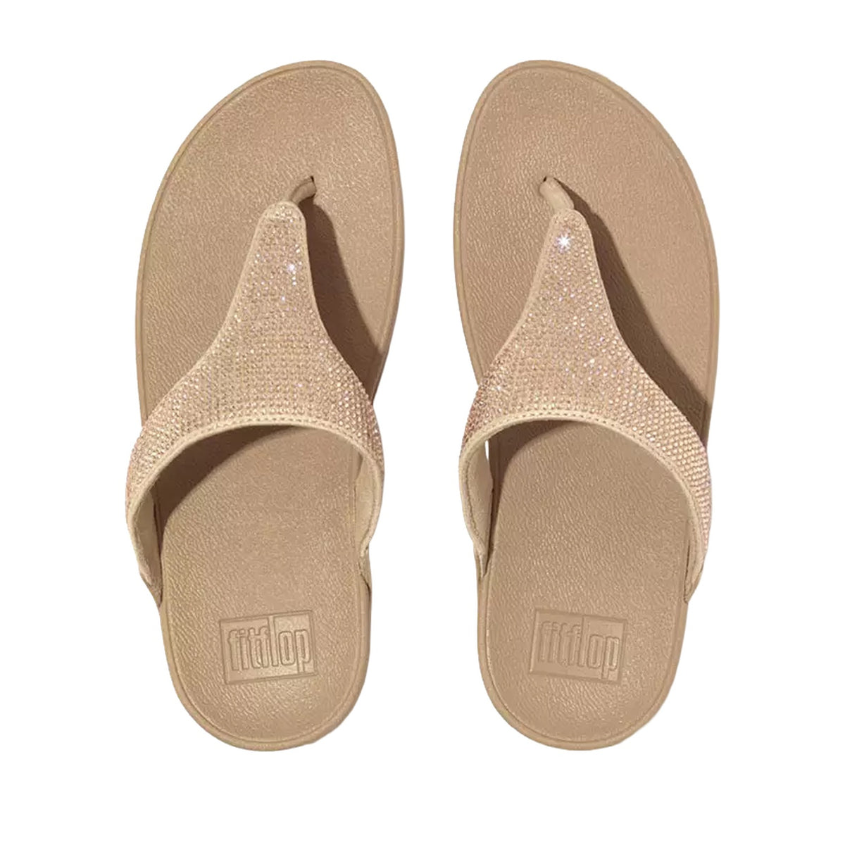 FitFlop Women's Lulu Crystal Embellished Toe-Post Sandals in Latte Beige