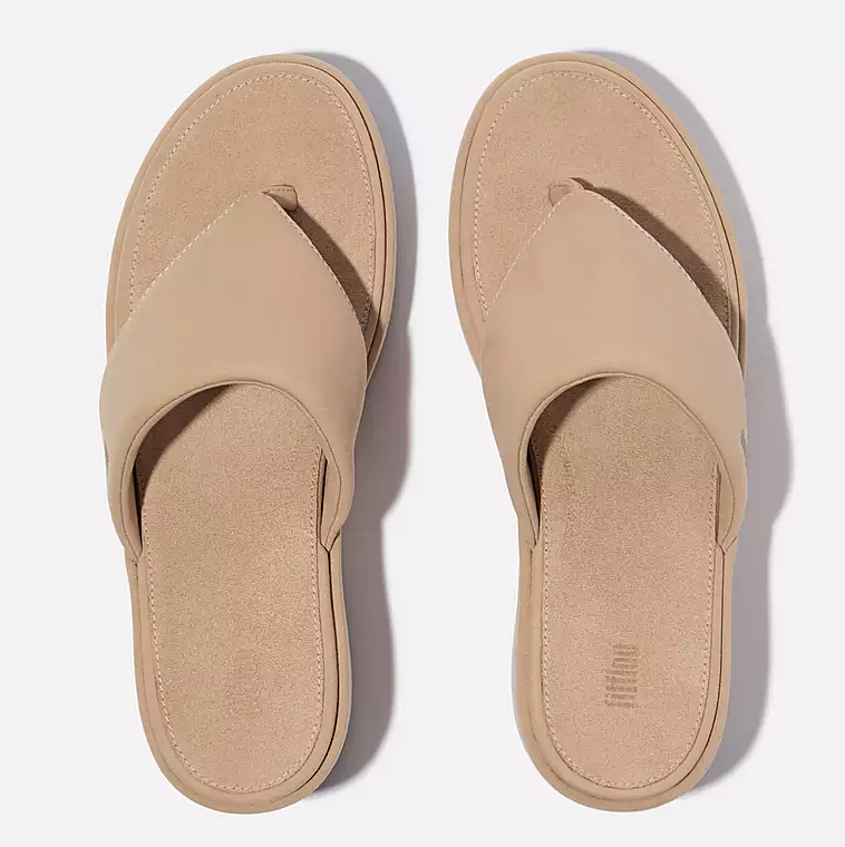 Fitflop Women's Platfforms Wedge Toe Post Sandal in Classic Beige