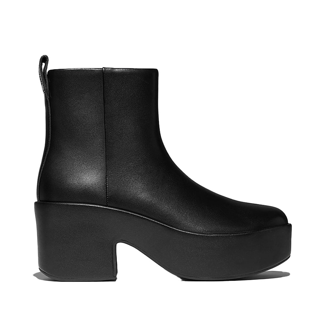 Fitflop Women's Platform Zip Up Ankle Boot in All Black