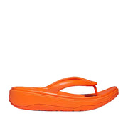 Bright orange toe-post flip-flop sandal with low platform.