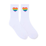 FLOOF Pride Heart Crew Sock in White