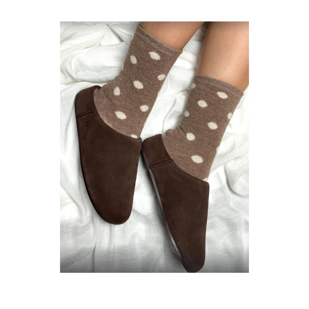 Floof Large Polka Dot Socks in Brown / Beige
