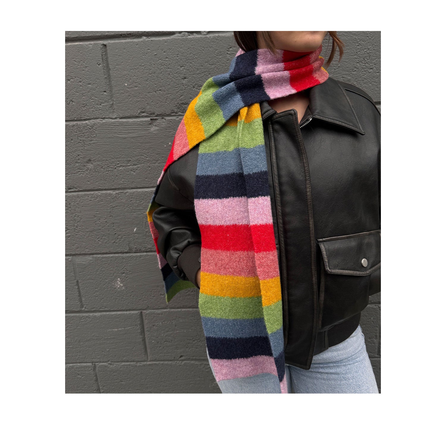 Floof Medium Stripe Scarves in Rainbow