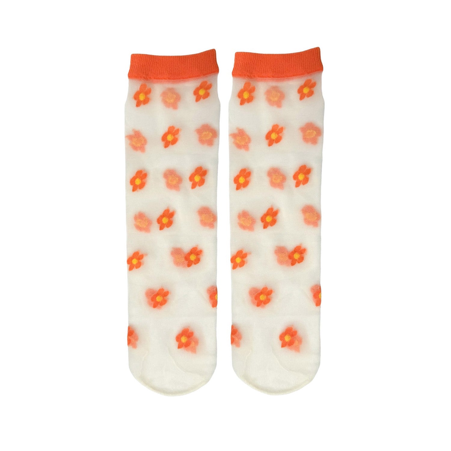 Floof Mesh Pattern Socks in Orange Petal