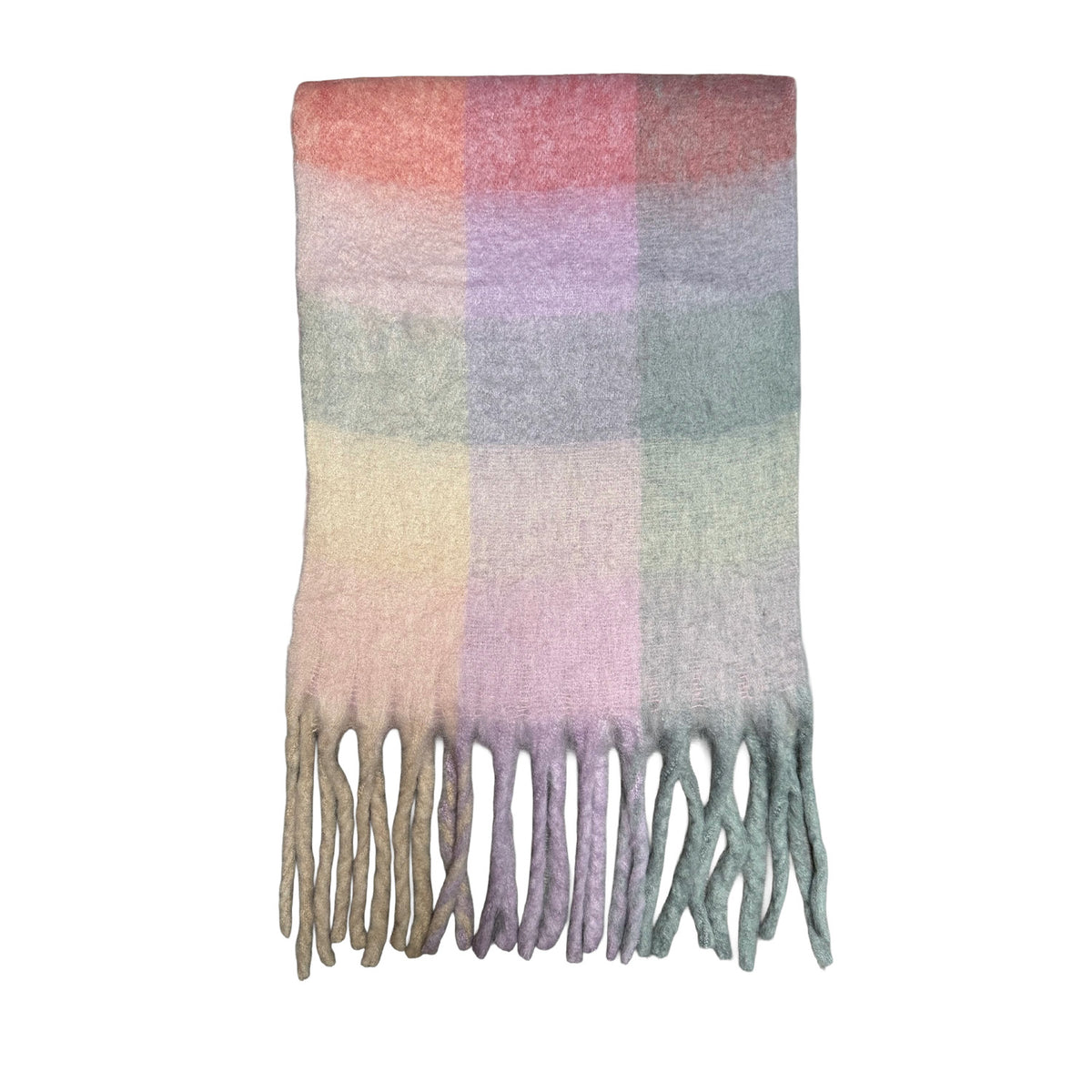 Floof Plush Blanket Scarf in Blush / Pink Plaid