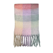 Floof Plush Blanket Scarf in Blush / Pink Plaid