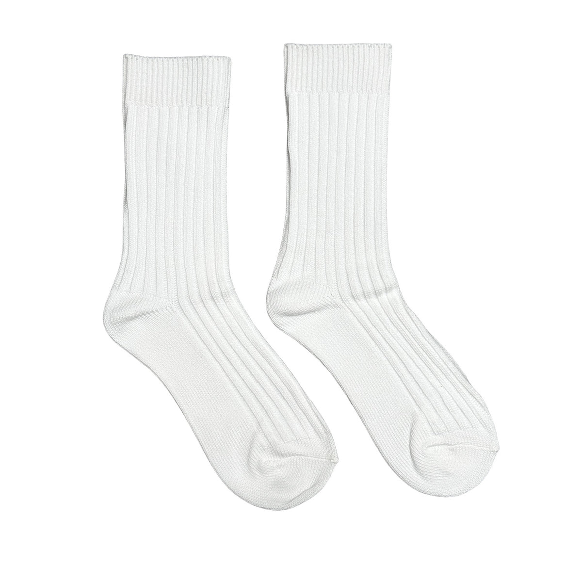 Floof Ribbed Tube Sock in White