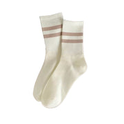 FLOOF Striped Crew Sock in Beige/Khaki, O/S