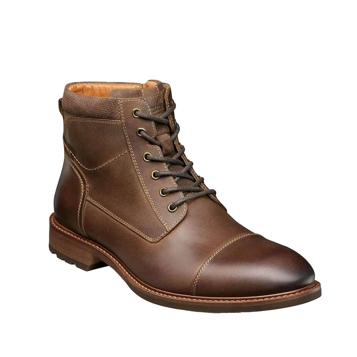 Florsheim Men's Lodge Cap Toe Boot in Brown Ch