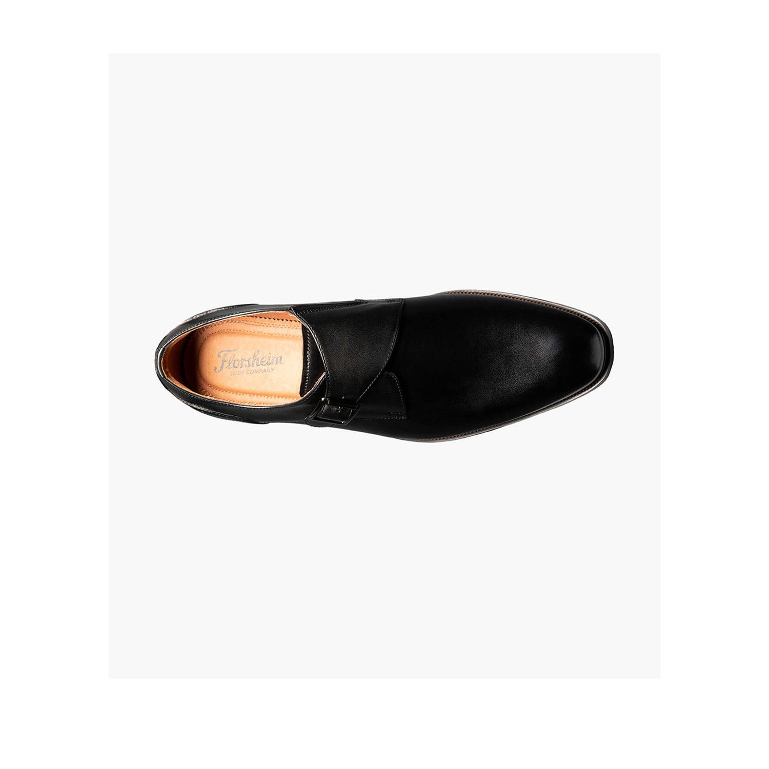 Florsheim Men's Sorrento Plain Toe Single Monk Strap in Black