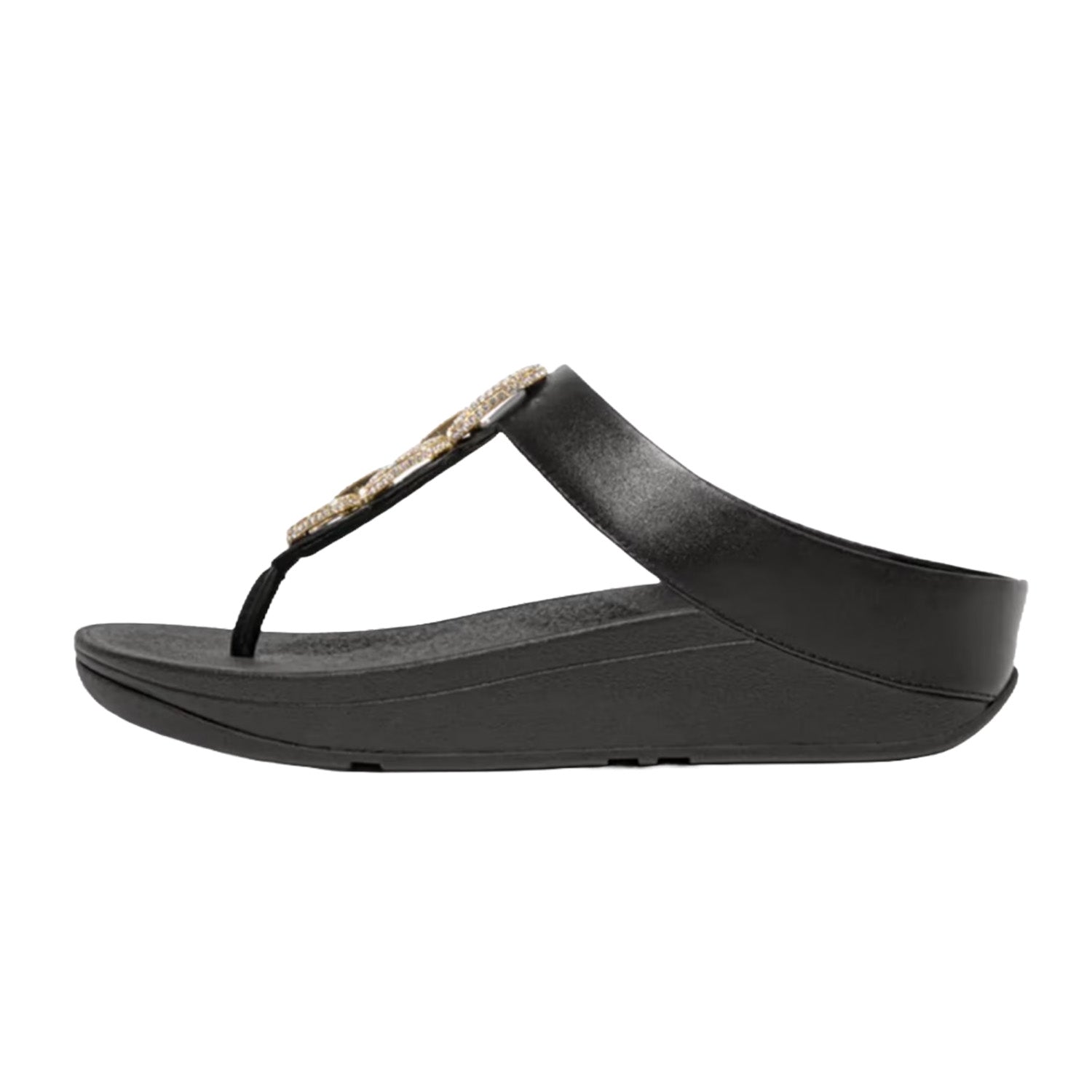 Fitflop Women's Fino Crystal Chain Toe Post Sandal in Black