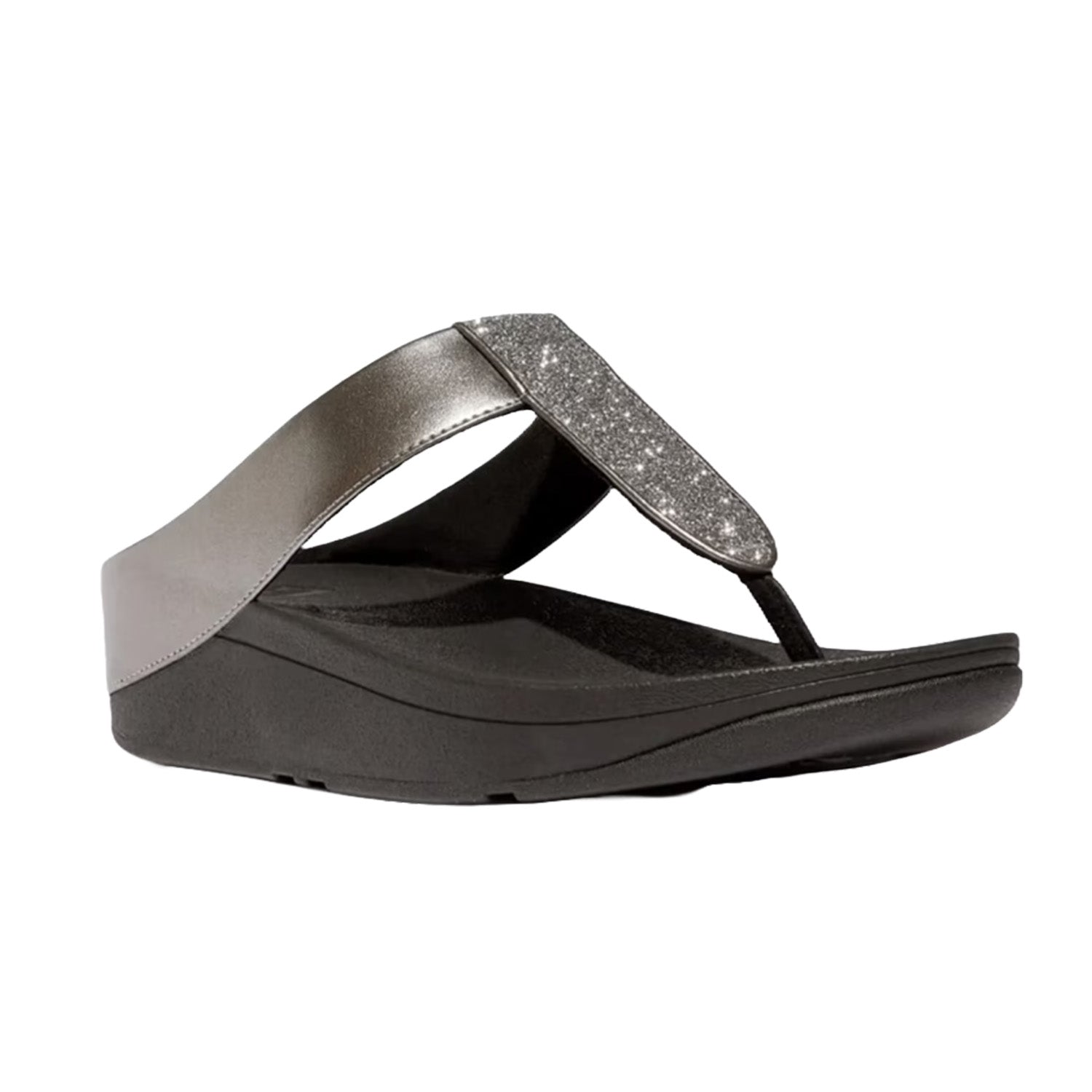 Fitflop Women's Glitterdust Metallic Toe Post Sandal in Pewter