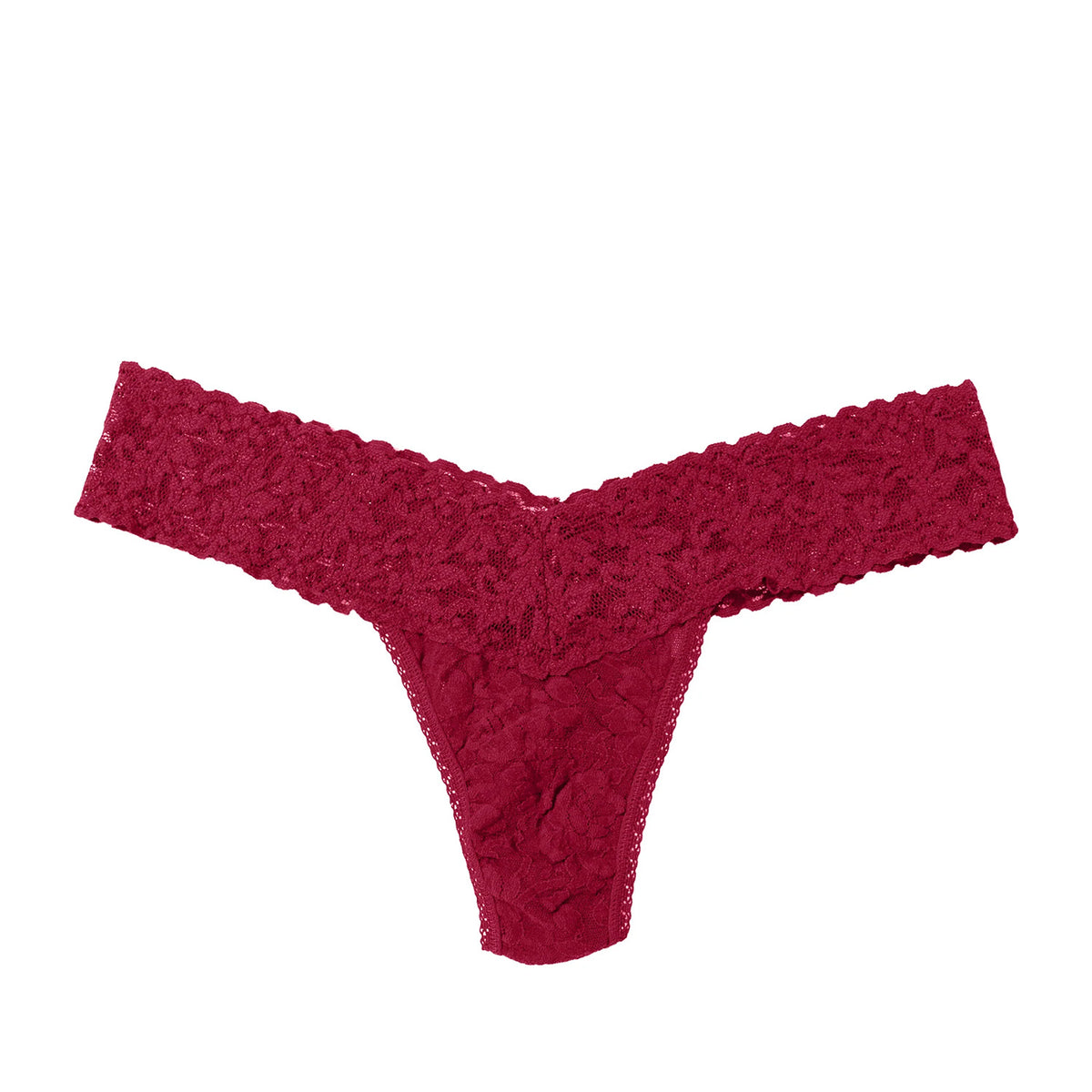 red lace thong on a white background