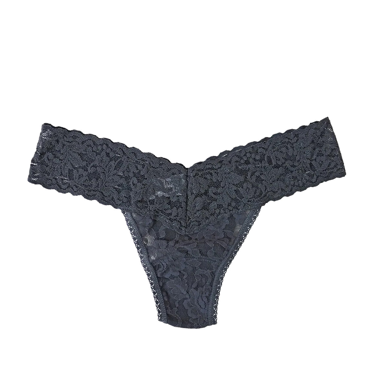 grey lace thong on a white background