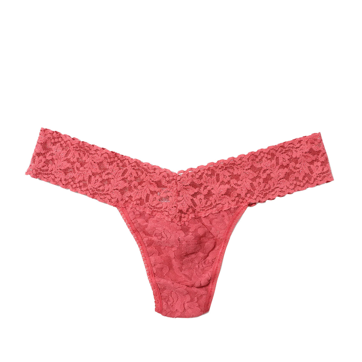 pink lace thong on a white background