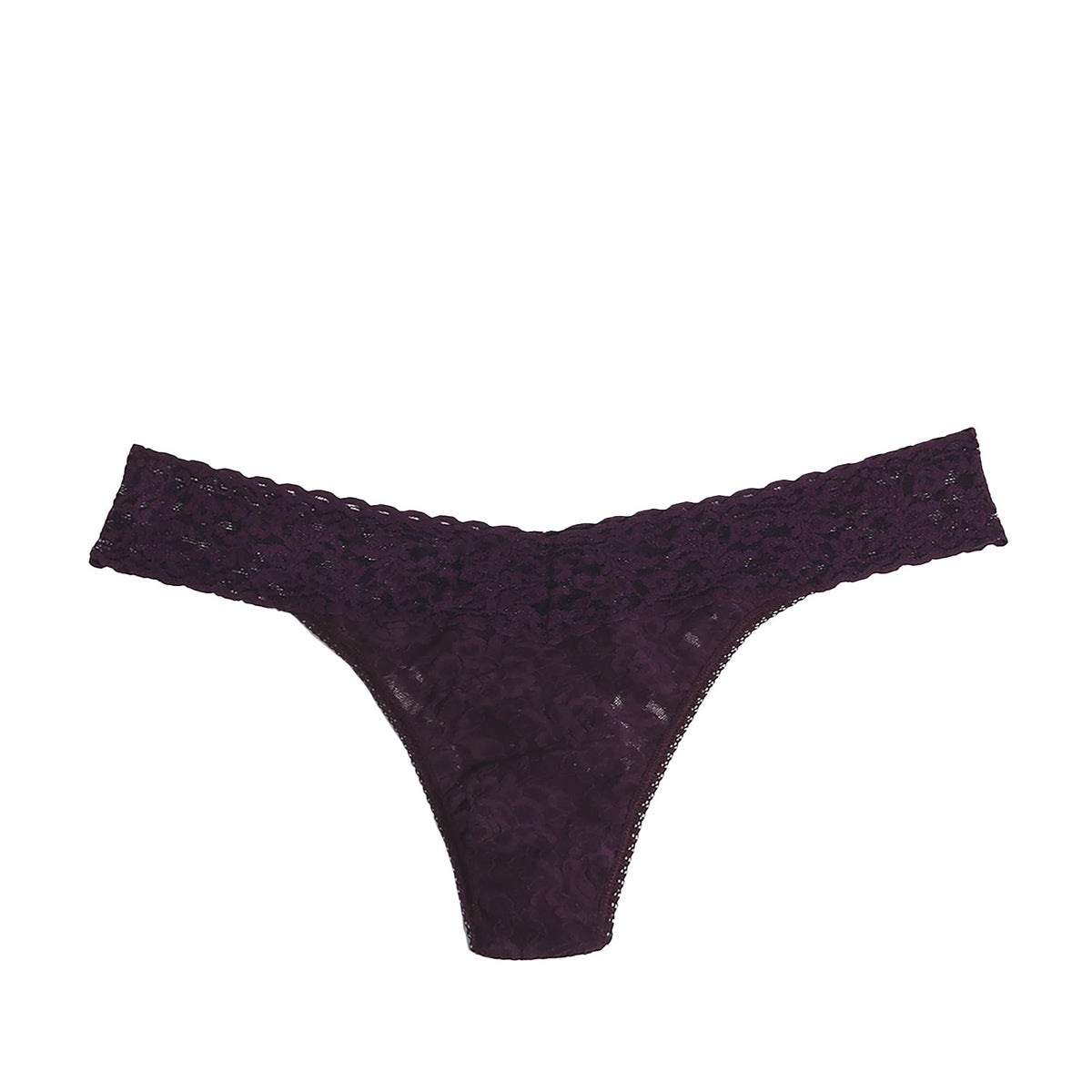 purple lace thong on a white background