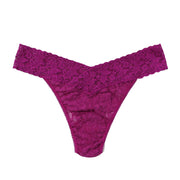 purple lace thong on a white background