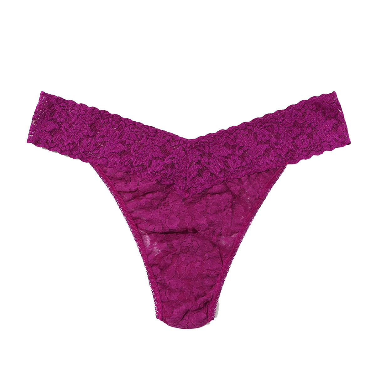 purple lace thong on a white background