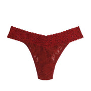 red lace thong on a white background