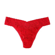 red lace thong on a white background